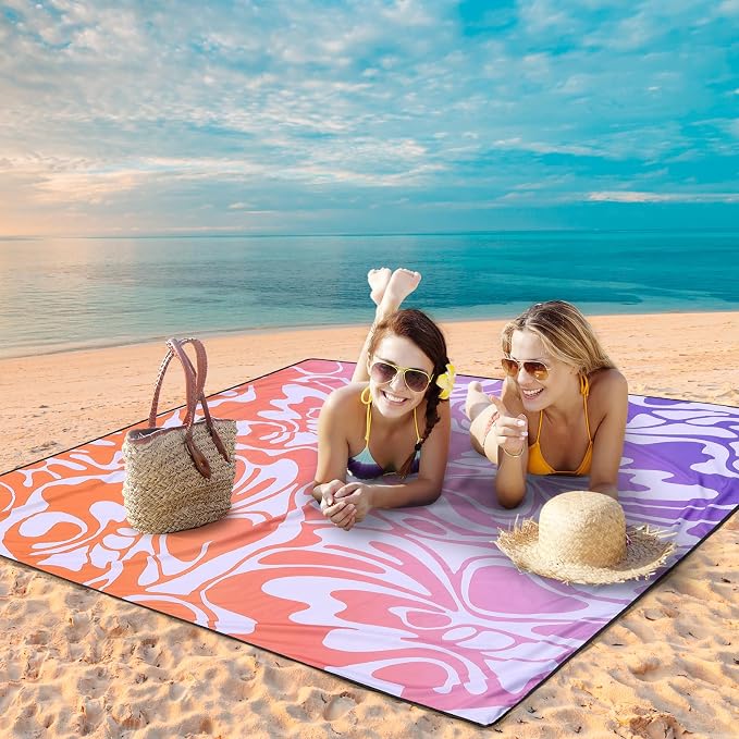 WIWIGO Beach Blanket Waterproof Sandproof Beach Mat 79" X 83"/10'x9'for 2-8 Adults Quick Drying Outdoor Picnic Mat Beach Accessories for Travel, Camping, Hiking - Image 5