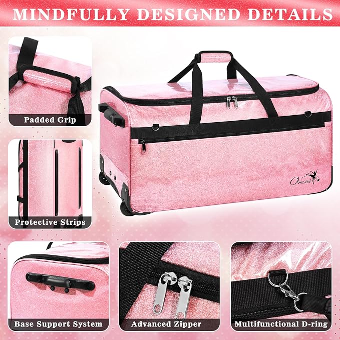 Dance Bag with Garment Rack and Curtain, 23" Rolling Dance Competition Duffle Bag with Garment Rack | Portable Dance Changing Room Suitcase for Dancers Athlete Livestreamer Cheerleaders - Image 6