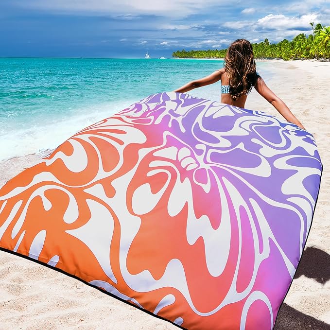 WIWIGO Beach Blanket Waterproof Sandproof Beach Mat 79" X 83"/10'x9'for 2-8 Adults Quick Drying Outdoor Picnic Mat Beach Accessories for Travel, Camping, Hiking - Image 6