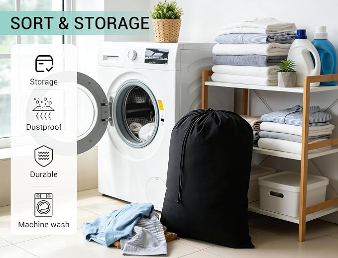 ZPECC Bulk Travel Laundry Bag,Extra Large Heavy Duty Laundry Bags 24 Pack,Washable Dirty Clothes Organizer for Commercial College Dorm Hotel Camping and Home Storage 30x40(Black) - Image 5