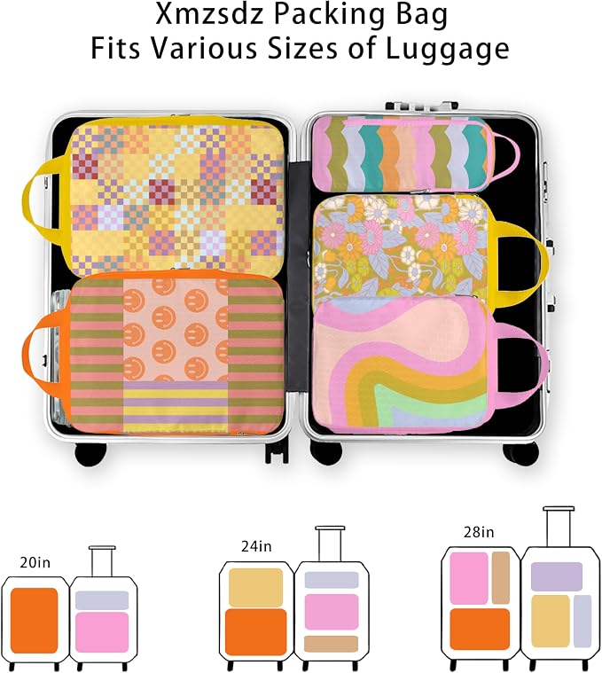 8 Pcs Compression Packing Cubes for Travel, Lightweight Waterproof Luggage Organizer Bags Set, Washable Packaging Cubes for Women Backpack Carry-On Suitcases - Image 5