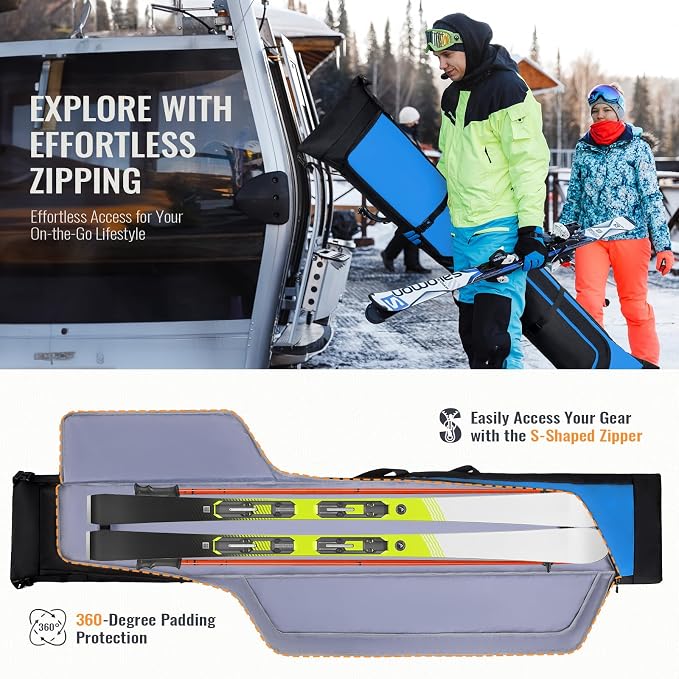 GoHimal Ski Bag & Boot Bag Combo, Padded Ski Carrier | Fits Skis Up to 200CM, Fits Boots Up to US13, Safety Reinforced, Water-Resistant, Ski Travel Bag - Image 3