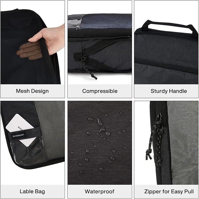 BAGSMART 6 Set /4 Set/2 Set Compression Packing Cubes for Travel, Lightweight Luggage Organizer Bags, Durable Space Saver Bags Travel Essentials - Image 5