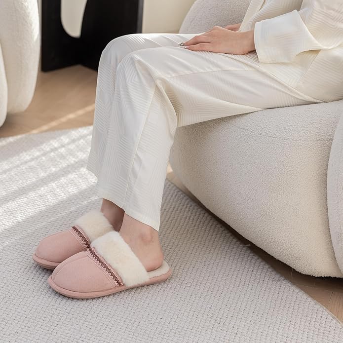 MAXTOP Womens Cozy Memory Foam Slippers Soft Warm Slip On Faux Fur House Slippers,Anti-Skid Rubber Sole,Creative Gifts for Women Mom Girlfriend