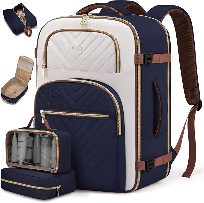 LOVEVOOK Travel Backpack Carry on Flight Approved 40L,Waterproof TSA Travel Essentials Personal Item Backpack for Women Men,Large Carry on Luggage Suitcase Travel Bag for Airplane with 3 Packing Cubes by LOVEVOOK
