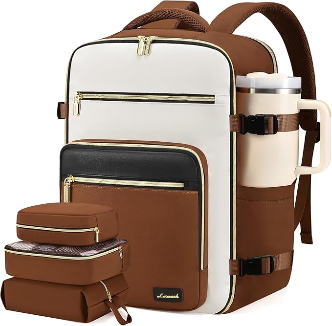 LOVEVOOK Travel Backpack For Women,50L Carry On Backpack Flight Approved,TSA Personal Item Travel Bag Fits 18 Inch Laptop,Business Weekender Overnight Daypack with Toiletry Bag and Cubes by LOVEVOOK
