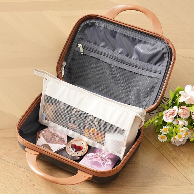 Black Brown 6 Piece Luggage Set Hard Shell - Expandable Suitcases with Spinner Wheels and Small Cases for Family Travel, Durable Carry On Luggage Sets with Lock for Women and Men - Image 5