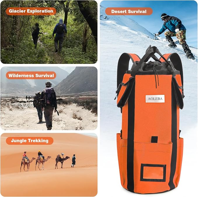 AOLEBA Arborist Rope Storage Bag Tree Climbing Rock Rope Bucket Backpack Rope Storage Bag Large Capacity 1680D Thicken Nylon Material with Hand Straps, Side Pockets - Image 8