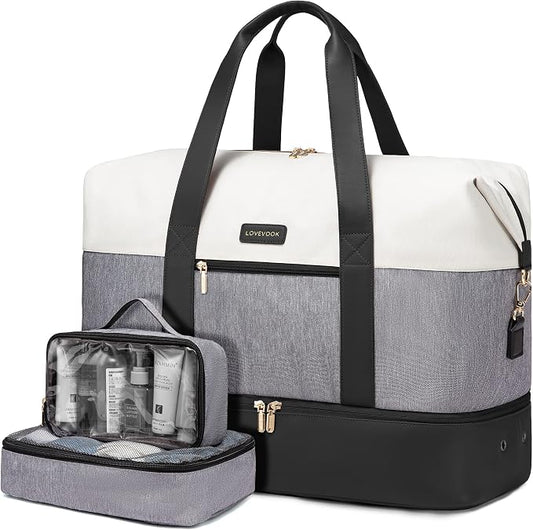 LOVEVOOK Weekender Bag for Women, Large Duffle Bag for Travel with 2 Packing Cubes, Carry on Overnight Bag with Shoe Compartment, Mom Hospital Bags for Labor and Delivery by LOVEVOOK