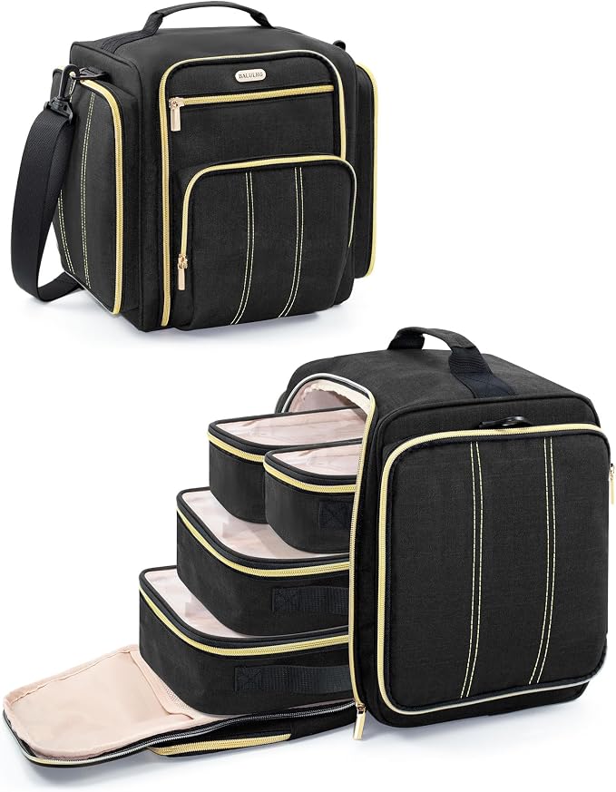 BALULHG Large Travel Makeup Bag - Cosmetic Organizer with 4 Removable transparent Inner Pockets, Multi-functional Toiletry Bag for Accessories & Brushes, Women's Beauty Case,Patent Pending by BALULHG