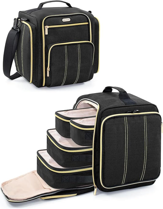 BALULHG Large Travel Makeup Bag - Cosmetic Organizer with 4 Removable transparent Inner Pockets, Multi-functional Toiletry Bag for Accessories & Brushes, Women's Beauty Case,Patent Pending by BALULHG