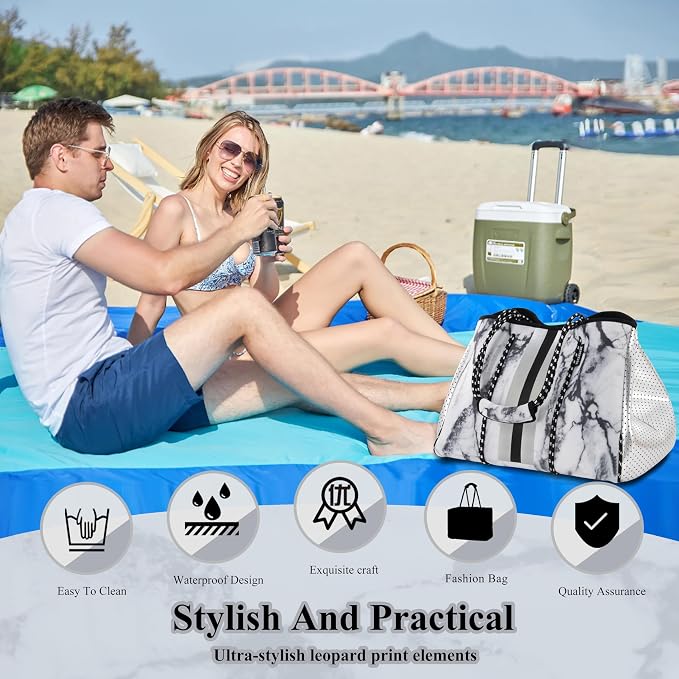 QOGiR Neoprene Multipurpose Beach Bag Tote with Inner Zipper Pocket … … … … - Image 6
