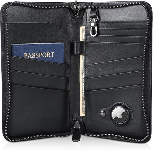 Polare Full Grain Leather Family Travel Passport Wallet and Documents Organizer RFID Blocking Case Holder Fits 6 Passports for Men and Women by polareoriginal
