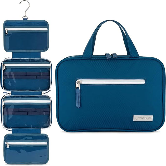 Eco Sun Hanging Travel Toiletry Bag — Designed in Hawaii — Water-Resistant Travel Organizer for Bathroom Accessories (Blue) by EcoSun