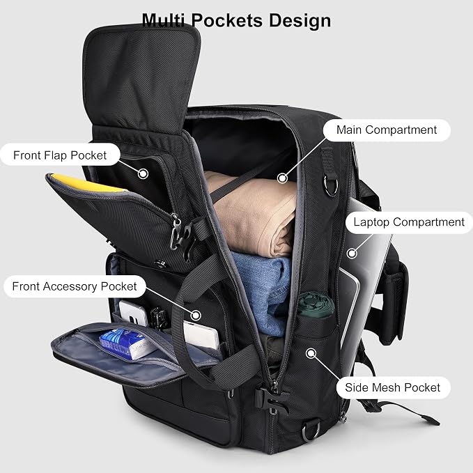 PIJUSHI 3-In-1 Travel Backpack for Women with 16" Padded Laptop Compartment | Convertible Carry On Luggage/Duffel/Shoulder with 180° Open, USB Port, Dry/Wet Pocket for Airport, Daily - Image 3