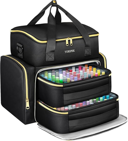 YOREPEK Extra Large Nail Polish Organizer Case for 96 to 100 Bottles (15ml) | Gel Polish Travel Case Bag with 2 Removable Pouches Fits Nail Supplies, Gel Nail Kit, UV lamp, Manicurist Nail Tech Gifts by YOREPEK