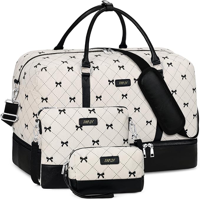 IBFUN Weekender Bags for Women, 21" Weekender Travel Bag, Travel Duffle Bag with Shoe Compartment Carry on Overnight Duffel Bag for Weekend Travel Business Trip, 3PCS by IBFUN