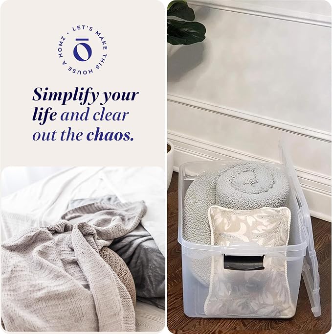 HOMZ 2-Pack Latching Lid, Large Clear Plastic Storage Bins with Lids, 66 Quart, Gray Latch - Stackable Container Boxes for Home, Bathroom, and Office Organization - Image 6