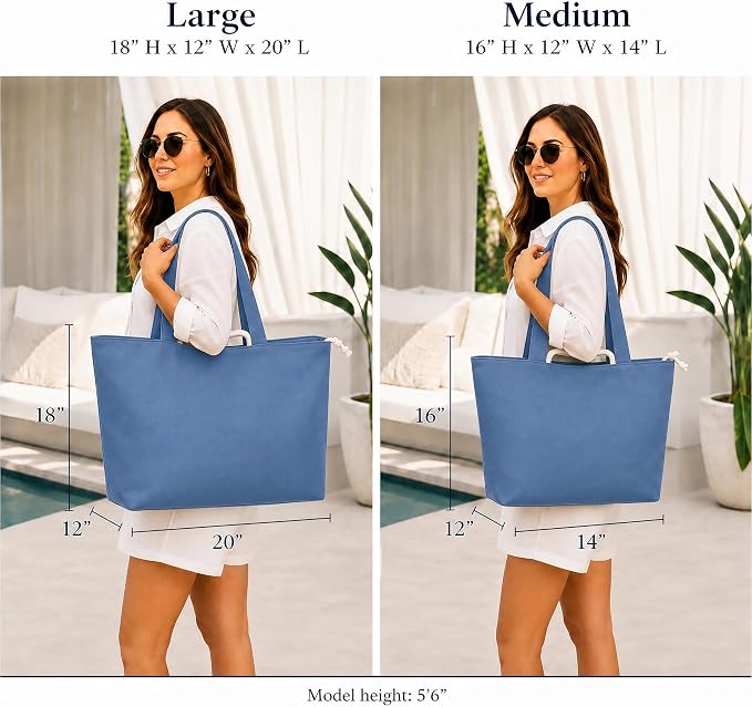 Salt Earth XL Beach Tote Bag for Women – XL Travel Tote with Zipper & Pockets, Oversized Canvas Pool Bag, Weekender Carry-On - Image 6