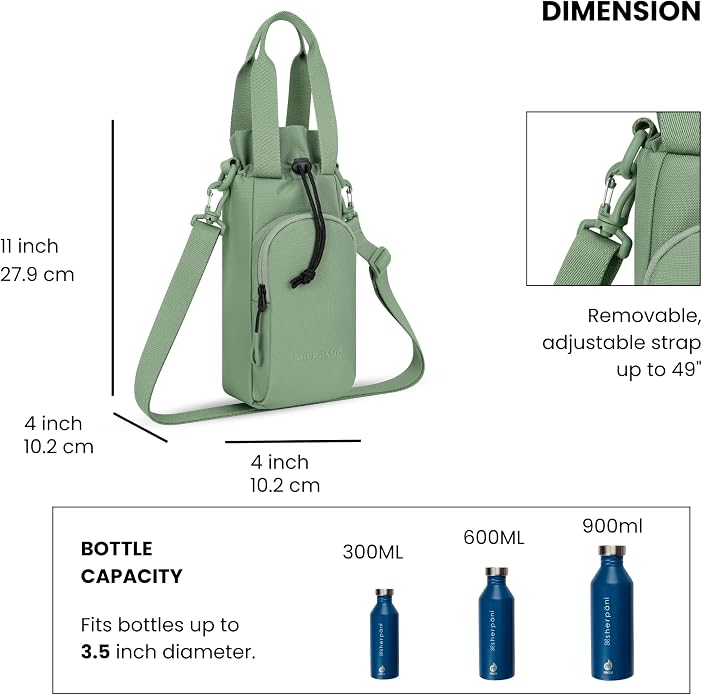 Sherpani Izzie, Water Bottle Crossbody, 32oz Bottle Carrier Bag | Bottle Holder Sling with Phone Pocket, Cross Body Drink Carrier Men Women, RFID Protection for Hiking Camping, Travel Gift - Image 4