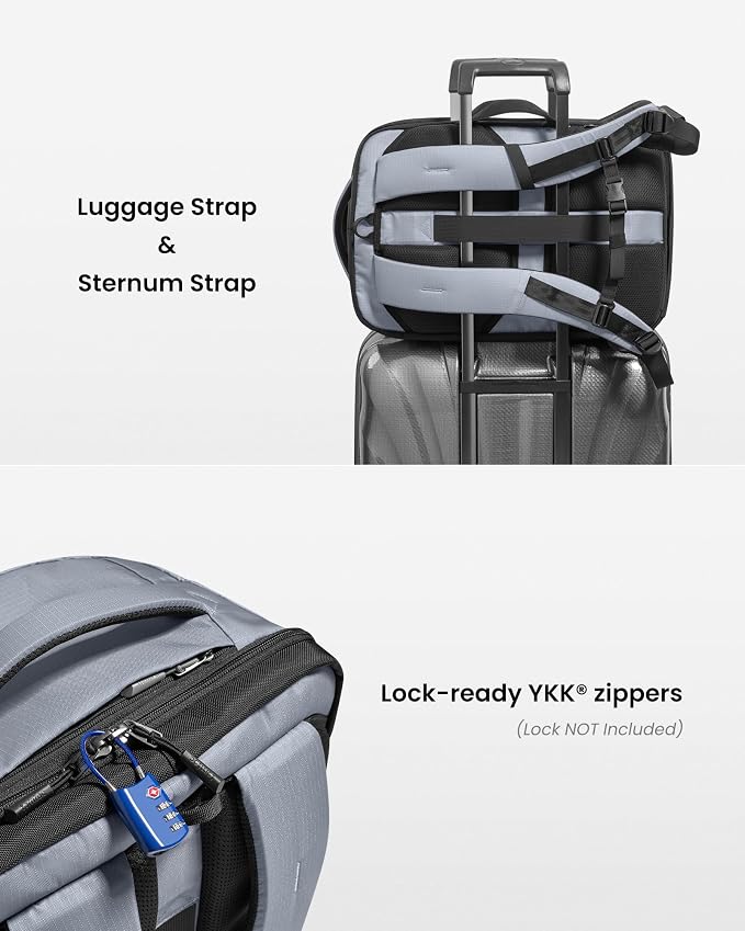 tomtoc 28/40L Travel Backpack, TSA Carry On/Personal Item Bag Flight Approved, Water-resistant Carry on Luggage, PFAS Free - Image 9