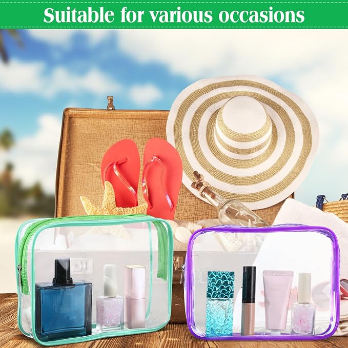 60 Pcs Clear Makeup Bags Bulk Travel Toiletry Bag 7 x 5.5 x 1.6 Inch PVC Zipper Pouch Waterproof Plastic Cosmetic Case Portable Organizer for Women Summer Bathroom (Bright Color) - Image 5