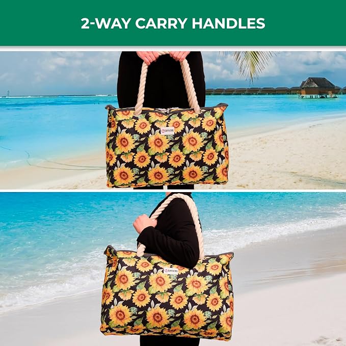 Beach Bag and Pool Bag Has Cooler Pocket, 7 Pockets Total, Zip Top. Family Size Waterproof Beach Tote - Image 8