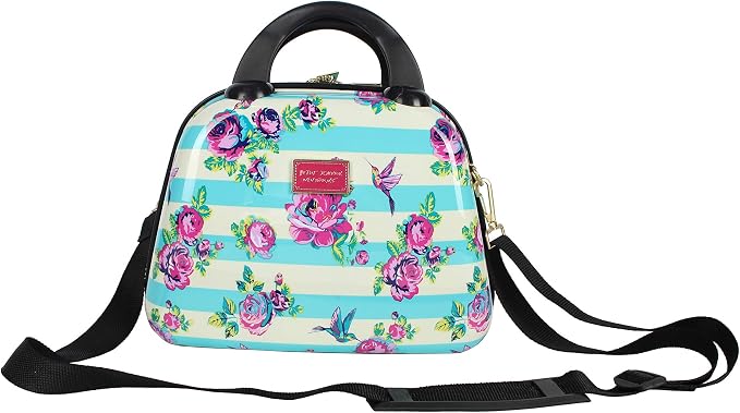 Betsey Johnson Hardside Cosmetic Case - Lightweight Small Size Hardshell Travel Hand Makeup Bag - Adjustable Shoulder Strap - Bag for Women and Girls - Multi-Functional Case by BETSEYJOHNSON