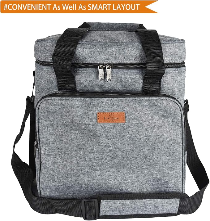 Freshore® Insulated Wine Carrier 6 Bottle Bag Tote Removable Padded Divider Cooler - Portable Travel Carrying Canvas Case Adjustable Shoulder Strap - (Space Grey) - Image 2