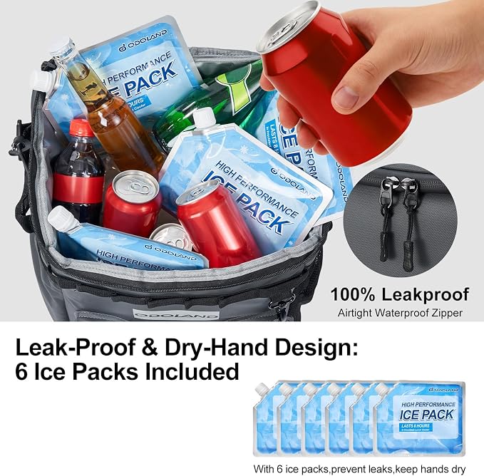 Odoland 72 Can Rolling Cooler Bag with Wheels & Handle, Collapsible Insulated Ice Chest for Beach, Camping & Tailgating - Portable Travel Soft Cooler on Wheels, Collapses for Easy Storage - Image 6