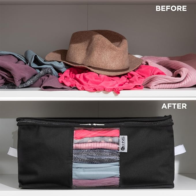 Cedar Clothes Storage Bag Organizer – Protects from Moths, Moisture, Dirt & Dust – Set of 2 Underbed Storage Bags for Clothes, Cashmere Sweaters, Bedding & More - Underbed Storage - Black - Image 8