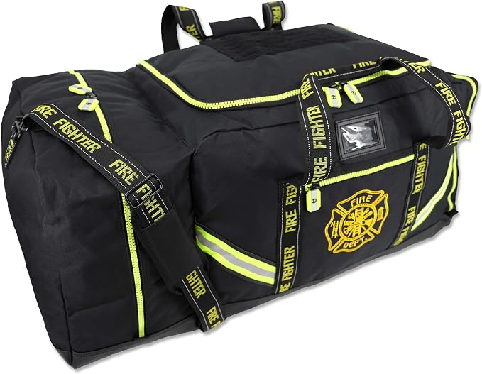 Lightning X Products Fireman Premium 3XL Firefighter Rescue Step-In Turnout Fire Gear Bag With Shoulder Strap & Helmet Pocket (Black) by LightningXProducts