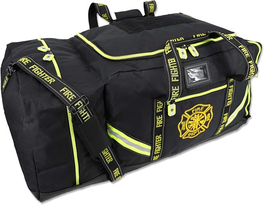 Lightning X Products Fireman Premium 3XL Firefighter Rescue Step-In Turnout Fire Gear Bag With Shoulder Strap & Helmet Pocket (Black) by LightningXProducts