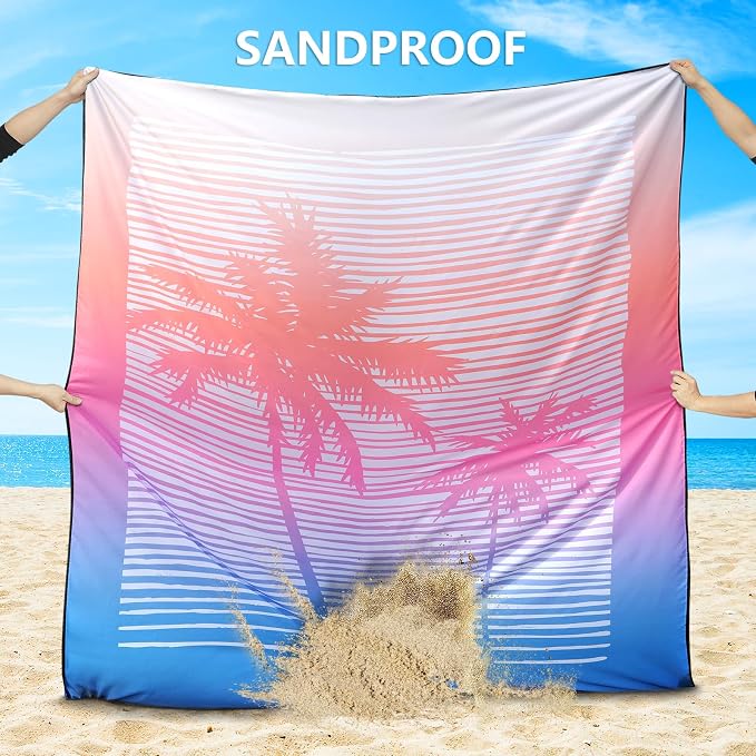 WIWIGO Beach Blanket Waterproof Sandproof Beach Mat 79" X 83"/10'x9'for 2-8 Adults Quick Drying Outdoor Picnic Mat Beach Accessories for Travel, Camping, Hiking - Image 3