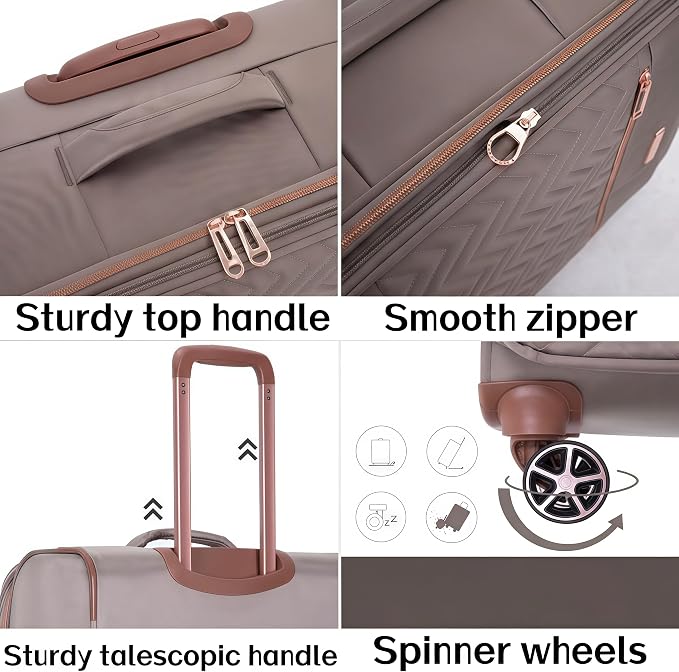 Travelhouse 4-Piece Softside Luggage Set with Spinner Wheels | Lightweight expandable suitcases: 16" underseat duffel bag + 20" carry-on + 24" + 28" checked - Image 4
