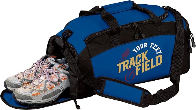 Custom Track Bag Personalized – Track and Field Duffel Bag with Name – Track Team Gear Bag for Athletes, Running Spike Shoe Compartment, Boys Girls Practice & Meet Sports Bag by all+about+me+company