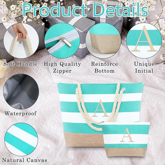 YOOLIFE Beach Bags for Women - Travel Canvas Beach Tote, Pool Waterproof Bag, Travel Essentials, Gifts for Women Birthday - Image 4