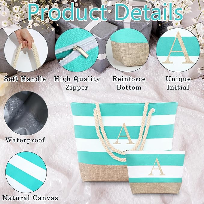 YOOLIFE Beach Bags for Women - Travel Canvas Beach Tote, Pool Waterproof Bag, Travel Essentials, Gifts for Women Birthday - Image 3