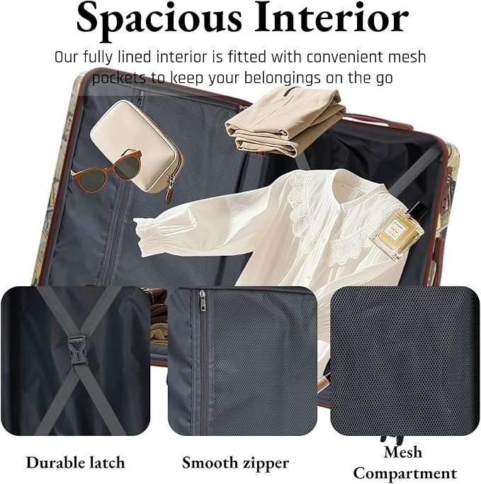 Luggage Hard-shell with 360° Spinner Wheels, Gradient Color Suitcase with Combination Lock, Lightweight - Image 5