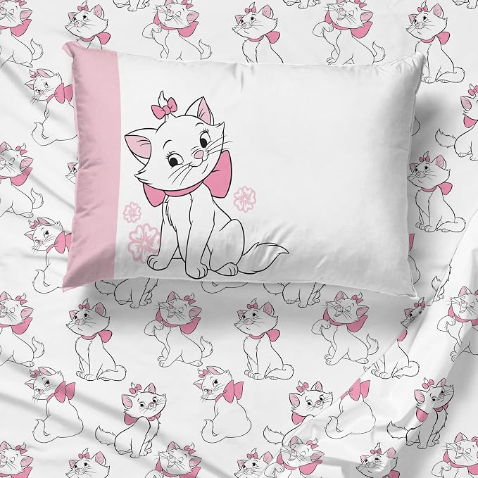 Jay Franco Kids Sheet Set with Fitted, Flat Sheets & Pillow Cover - Ultra-Soft Bedding with Pillowcase for Room Decor, White - Aristocats, 3 Piece Twin - Image 7
