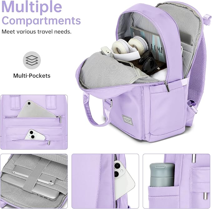 Carry On Luggage 22x14x9 Airline Approved, 22 Inch PP Hardshell Luggage Carry-on Suitcase with Spinner Wheels, Carry On Suitcase Set for Women (Lavender) - Image 5