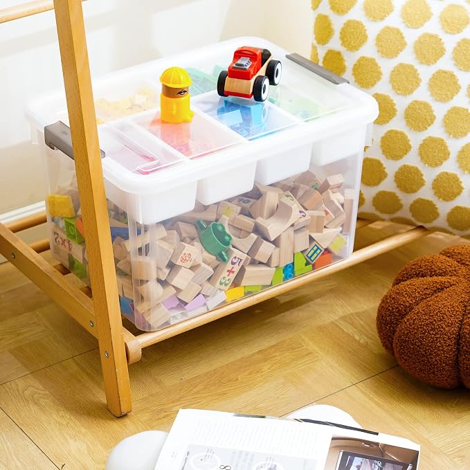 Citylife 17QT Clear Craft Organizers and Storage Box with Removable Tray | Stackable Art Supply Organizer Storage Bins with Lids for Beads, Markers, Sewing, Tools, Playdoh, Toys, Made in USA - Image 6