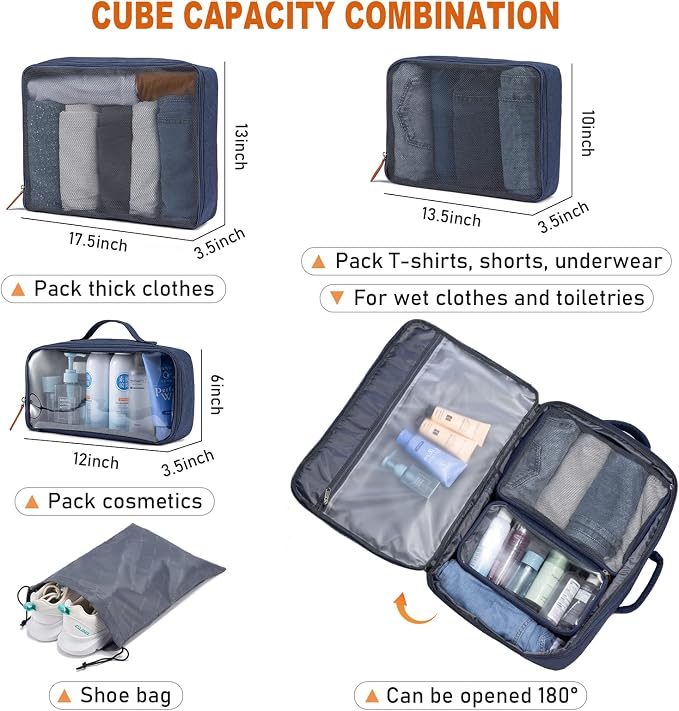 LOVEVOOK Carry on Backpack, 45L Large Travel Backpack for Women Men Airline Approved, Expandable Large Suitcase Backpacks With 4 Packing Cubes, Aer Travel Pack 3, Water Resistant Weekender Bag - Image 6