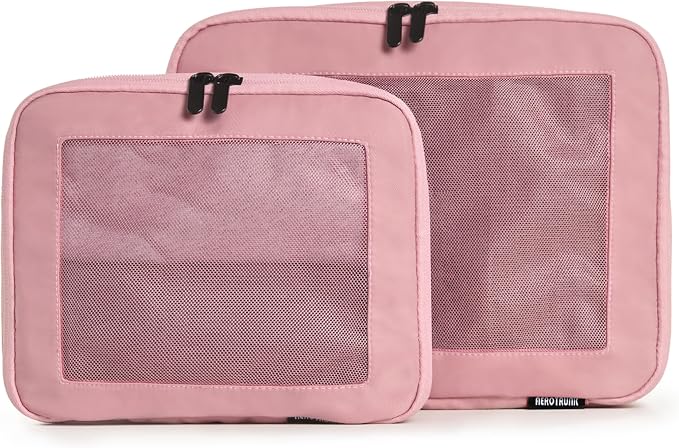 Aerotrunk Compression Packing Cubes for Travel - Luggage Organizer Bags - Double Zipper Packing Cubes for Suitcases (2-Pack, Rose) by Aerotrunk