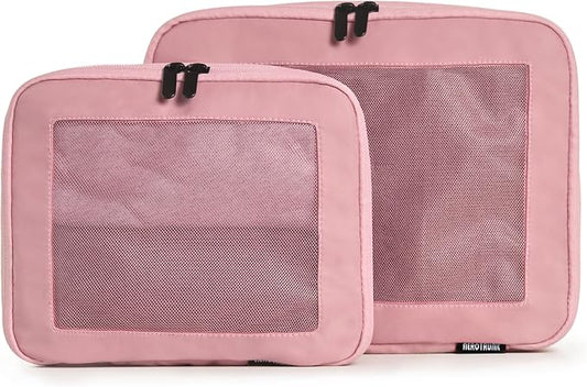Aerotrunk Compression Packing Cubes for Travel - Luggage Organizer Bags - Double Zipper Packing Cubes for Suitcases (2-Pack, Rose) by Aerotrunk