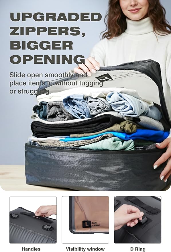 AirVault Reusable Vacuum Compression Travel Bag for Carry-On Suitcase and Backpack, Recycled IPX8 Waterproof Space Saver Vacpack (41L (4-Pack)) - Image 4