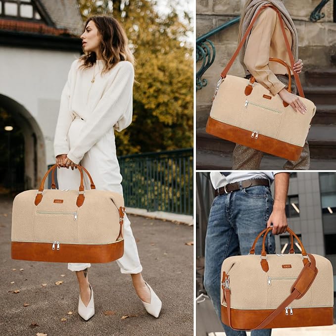 ITIEZY Weekender Overnight Bag for Women - Large Travel Duffel Bag with Shoe Compartment, Gym Duffel Bag Hospital Bag Carry On Tote Bags for Airplanes with Crossbody Bag Toiletry Bag 3Pcs Set - Image 6