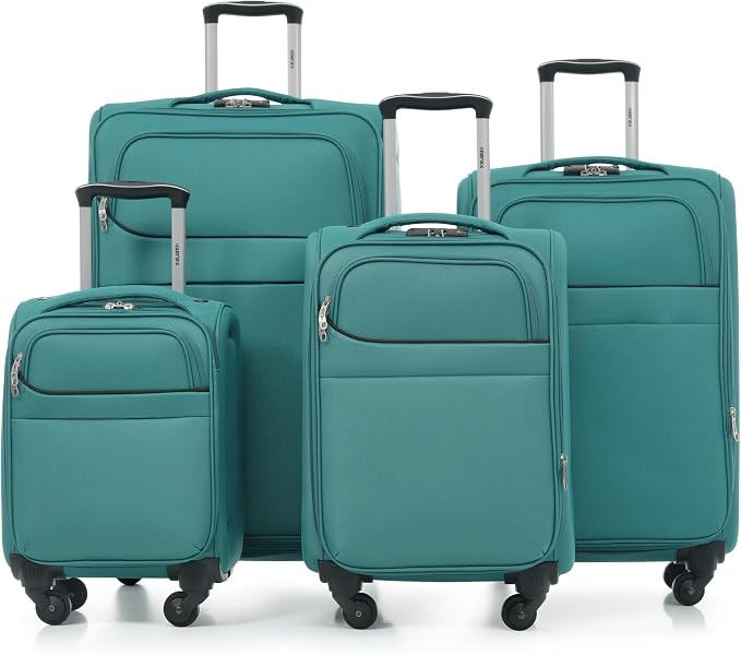 Merax 4 Piece Soft Luggage Set 18/22/26/30,Expandable Suitcase,Blue Green | Suitcase Set with TSA Lock,Spinner Wheels,Telescopic Handle,Front Pocket,Lightweight Travel Luggage for Family Trips by Merax