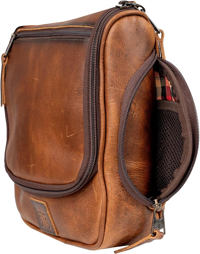 STS Ranchwear Men's Tucson Hanging Shave Kit, Multi-Pocket Genuine Leather Travel Toiletry Dopp Kit Organizer Bag, STS30310 - Image 4