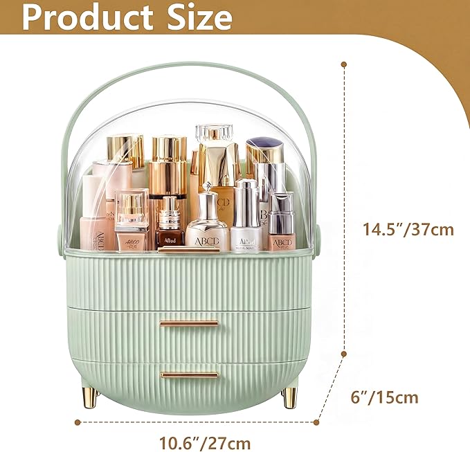 Makeup Organizer Skincare Organizers - Cosmetic Display Cases with Transparent Cover, SkinCare Organizers for Bathroom Countertop, Bedroom Vanity Desk, Lipstick Organizer, White - Image 3